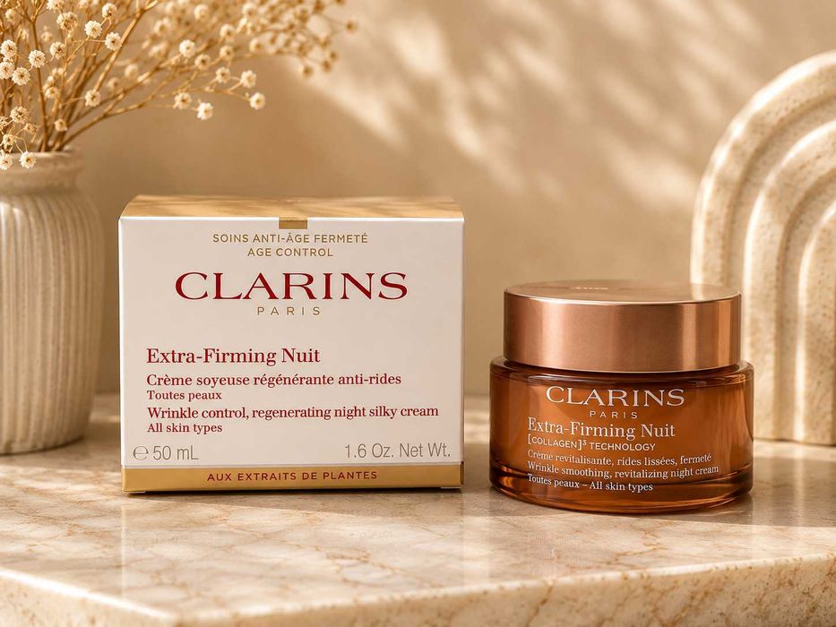 Нічний крем для обличчя Clarins Extra-Firming Nuit 50 мл / Антивіковий крем для пружності шкіри / Оригінал