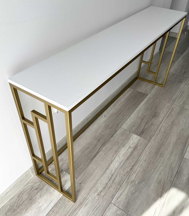 Konsola nowy wzór złota z białym matem do przedpokoju salonu