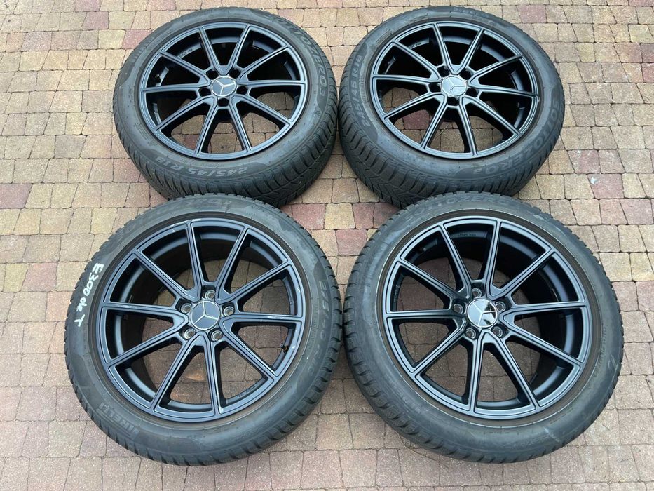 4204. Alufelgi 18" koła zimowe Mercedes E klasa W213 czarne 5x112 8/9J 245/45/18 i 275/40/18 Pirelli