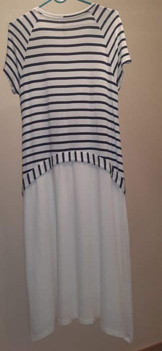 Vestido imperial azul e branco