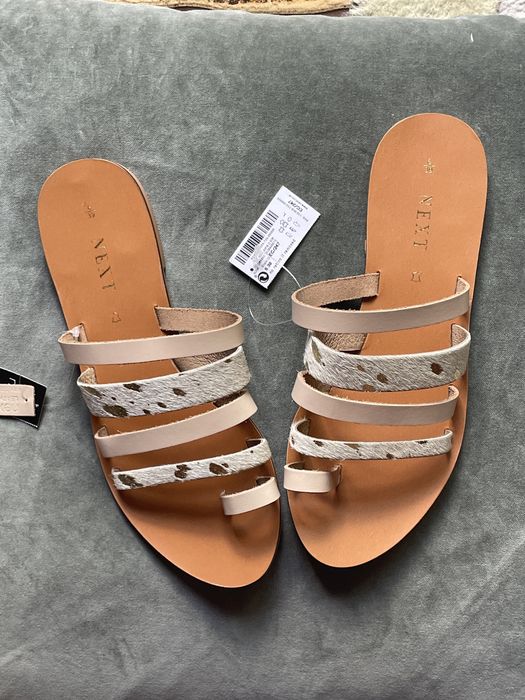 NEXT piękne skórzane klapki NOWE 39