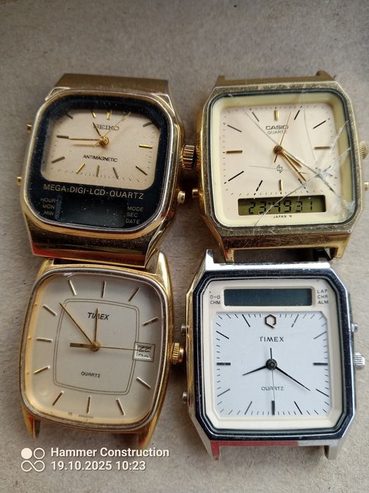 Zestaw zegarków Timex, Casio Seiko LCD kostka