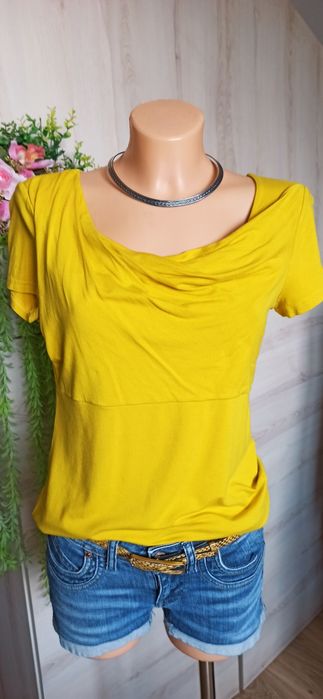 Sg Musztardowa bluzka damska 36 , S viscoza basic woda
