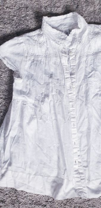Biala koszula koszulka z krotkim elegancka ZARA