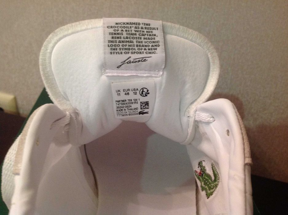 Кроссовки Lacoste, нові, ориг., белые летние, пр-во Таиланд, разм. 46.