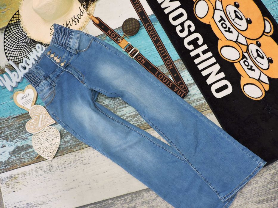 Fashion Spodnie jeans dzowny push up wysoki stAn M