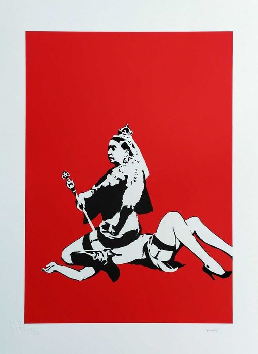 Banksy reprodukcja grafika Królowa Victoria certyfikat podpis