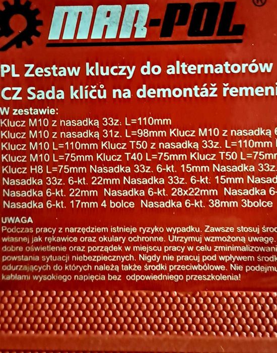 Zestaw kluczy 24szt. do alternatorów