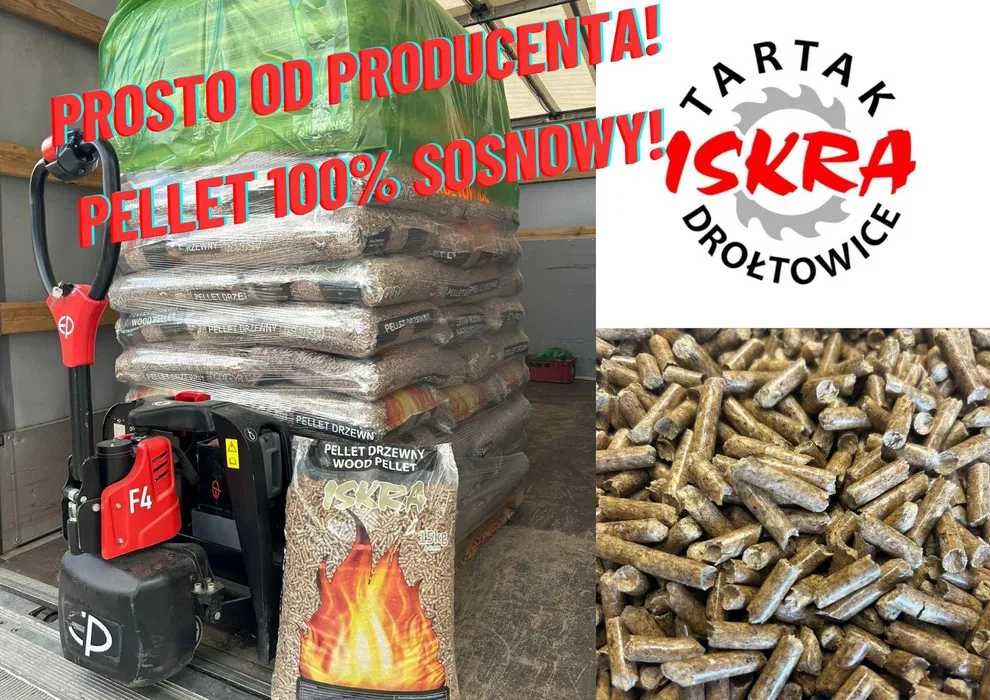 Pellet"ISKRA"Twardogóra,certyfikowany A1,100% sosnowy  ,rozł-winda HDS