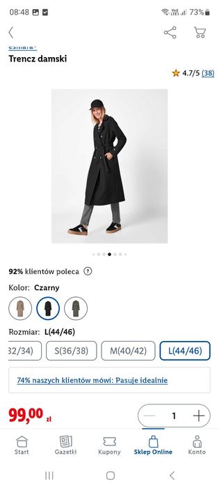 Płaszczyk czarny 44/46