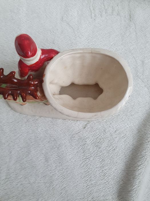 ozdoba świąteczna święty mikołaj sanie renifer ceramika