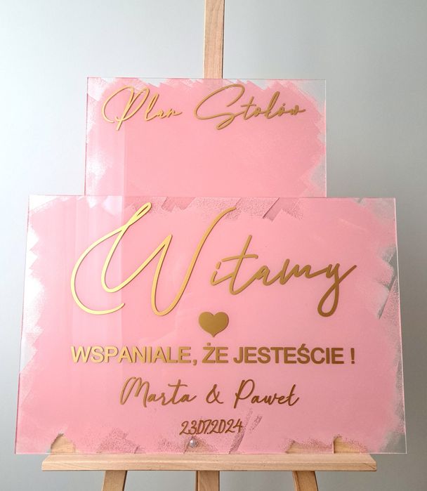 Zestaw tablic pleksa tablica powitalna plan stołów tablica ślubna