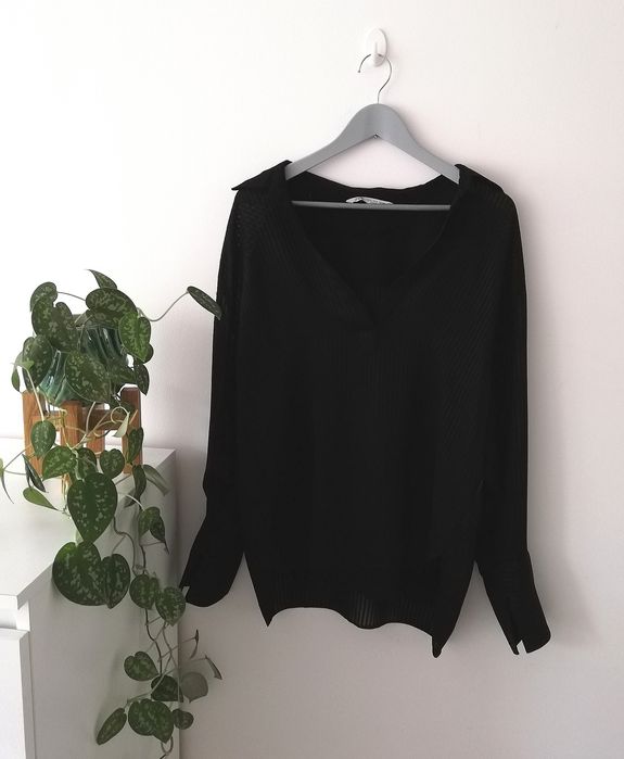 Czarna asymetryczna koszula oversize Zara