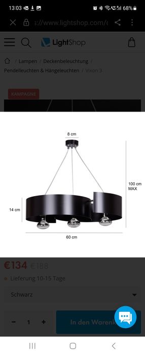 Lampa wisząca Vixon 3 czarna