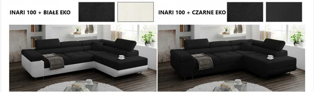 DUŻY Rozkładany Narożnik MALMO L kanapa sofa REGULOWANE ZAGŁÓWKI łóżko