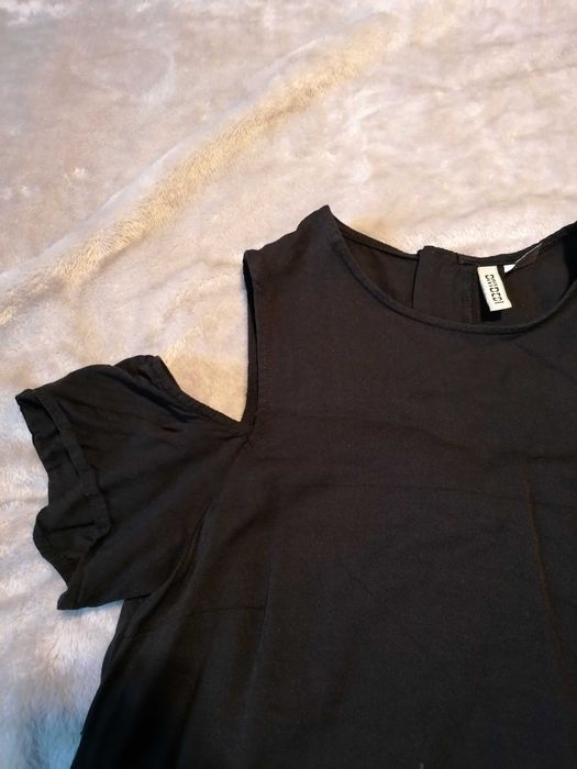 bluzka damska odkryte ramiona, czarna, r. 34, h&m, nowa