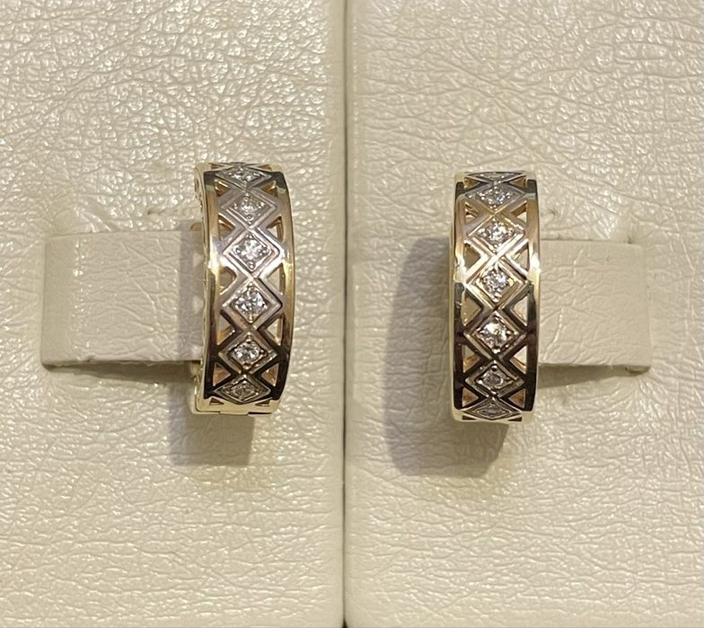 Золоті сережки 585 з натуральними діамантами (С9060)