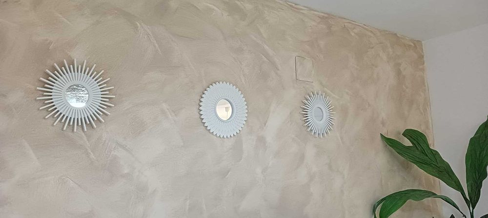 Dekoracja zestaw 3 luster w ramkach do domu na ścianę