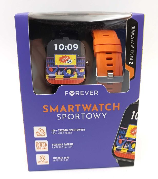 Zegarek, smartwatch Forever sportowy 2 paski 100 trybów IP67 NOWY