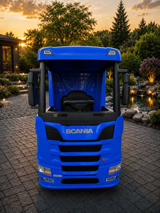 Auto na akumulator Scania Miękkie koła EVA Skóra Pilot 4×4 Niebieski