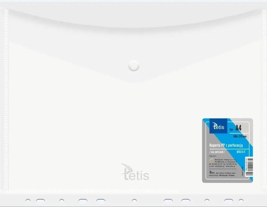 Koperta A4 Pp Na Zatrzask Perfor. Mleczna (6Szt). Nowy Produkt