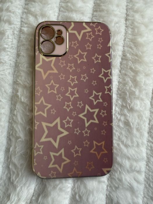 Capa iphone 11 rosa e dourado com estrelas