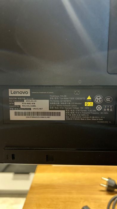 Base Monitor Lenovo Q24i-20 Originale - Supporto Regolabile Argento (Usata Come Nuova)