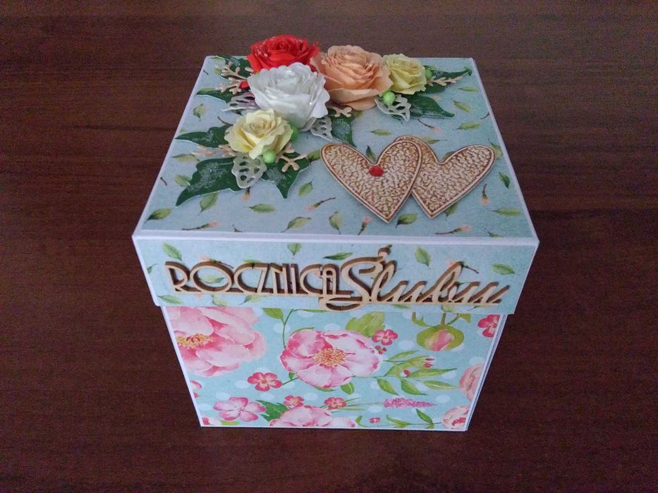 Kartka na jubileusz ślubu, exploding box, kartka eksplodująca