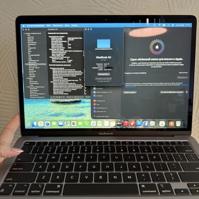 Macbook Air M1 13 8/256 Space Grey, батарея 100%, 3 цикли