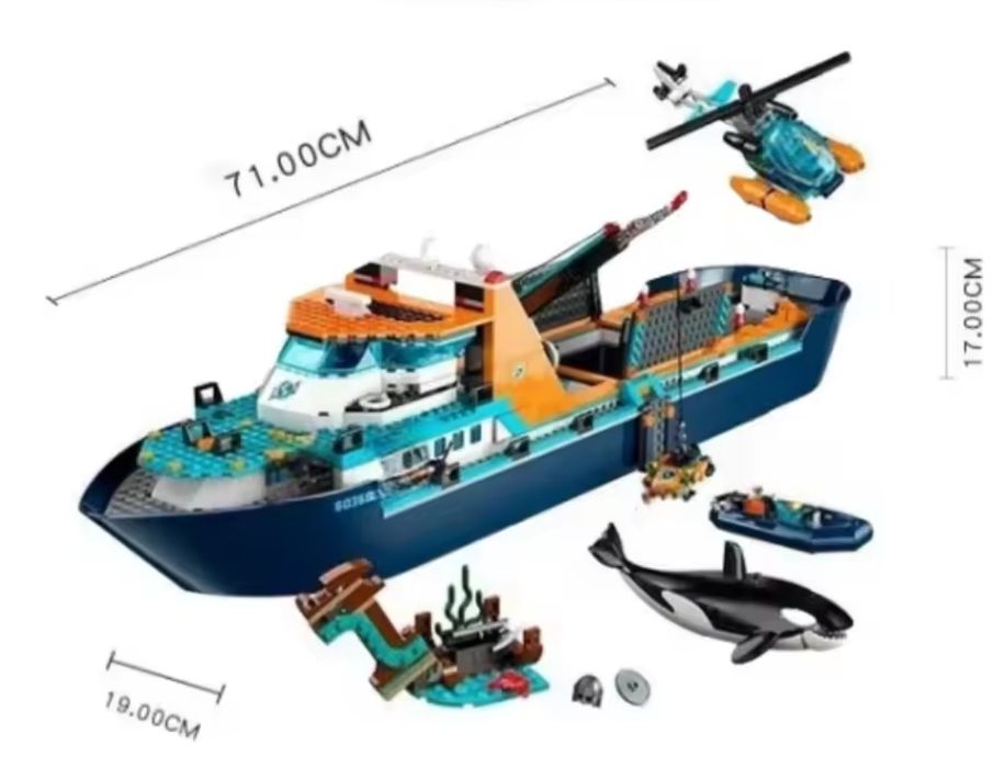 Statek, łódź badaczy arktyki. Klocki kompatybilne z lego. 60368