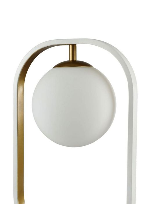 Candeeiro de Mesa Avola Branco com Dourado