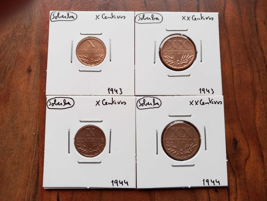 Moedas X e XX Centavos 1943 e 44 - Soberbas