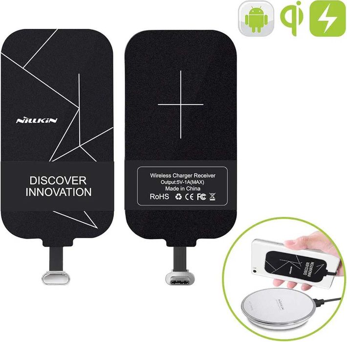 Adapter Qi TYP C Type C Bezprzewodowy odbiornik ładowania indukcyjnego