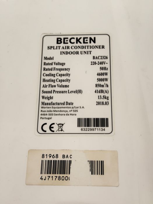 AC Becken 18000BTU (SEM GÁS)