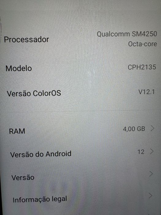 Telemóvel OPPO CPH 2135, versao android 12 em myito bom estado , 128 gb