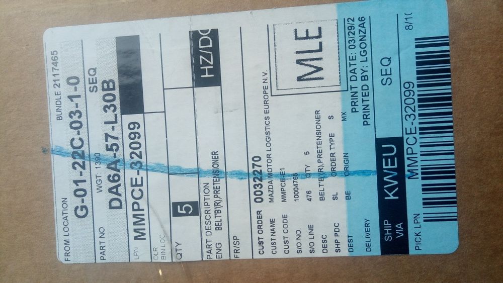 Pre tensor cinto direito Mazda 2