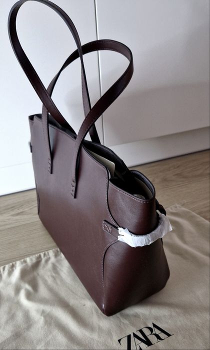 Nowa burgundowa torba shopper Zara