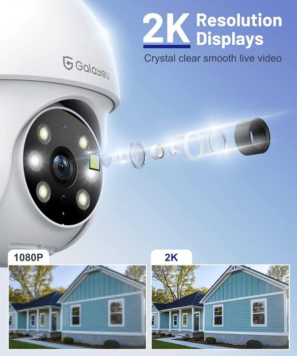 Kamera Ip Obrotowa Zewnętrzna 2k Hd Cctv 360° Wi-fi Noktowizor