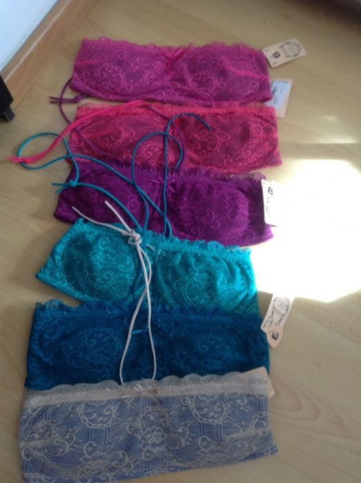 6 soutiens ou tops renda coloridos tam.32/34(S)-c/etiqueta