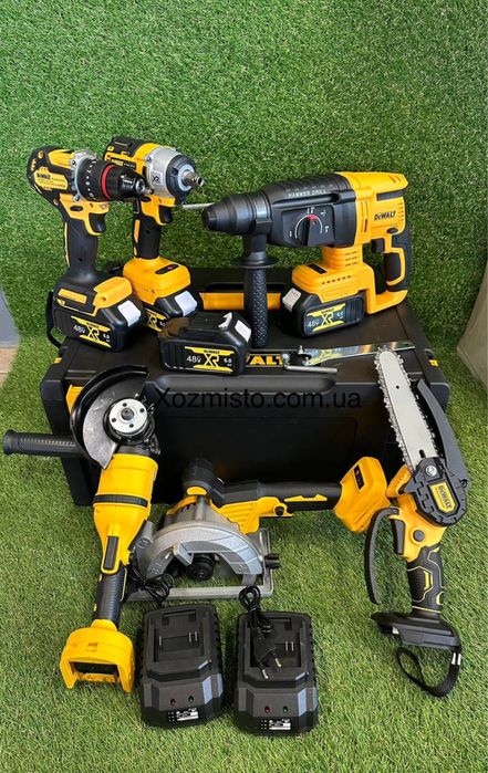 Набір 6в1 АКБ DeWalt 48V(ушм,шуруповерт,гайк,перф, цирку пилка)