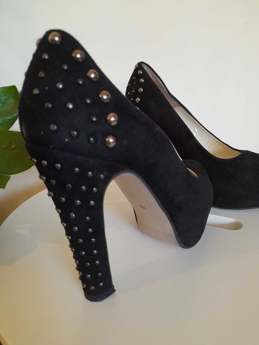 buty na obcasie/platformie czarne 38/39