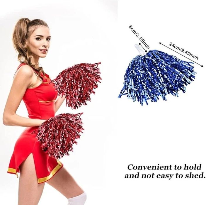 Pompony cheerleaderki kolorowe 12szt zestaw B330