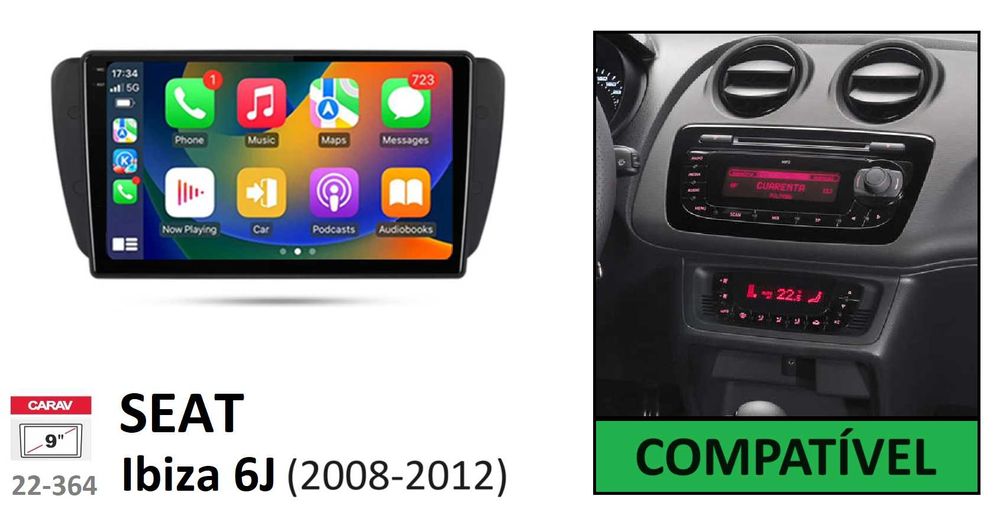 (NOVO) Rádio 2DIN 9" • Seat IBIZA 6J • [4+32GB] • Android GPS