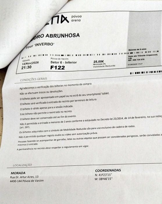 Ingressos  Pedro Abrunhosa Póvoa Arena