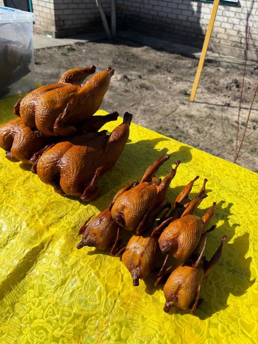 Копчена курка і перепілка