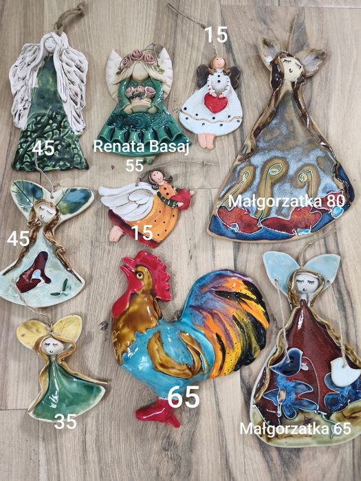 Anioł ceramiczny kot miś kogut  pamiątki kolekcja zawieszka wyprz