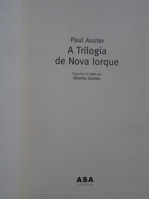 A Trilogia de Nova Iorque de Paul Auster - 1ª Edição