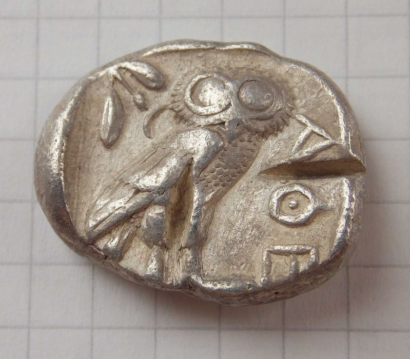 Тетрадрахма. Аттика, Афіни. (Близько 454-404 рр. до н. е.).