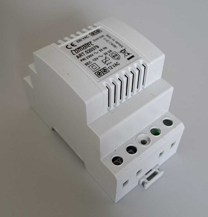 Transformator 230V / 12V, 20VA, szyna DIN
