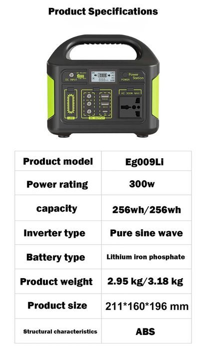 Портативная зарядная станция GaiaRay 300W/256Wh, повербанк
